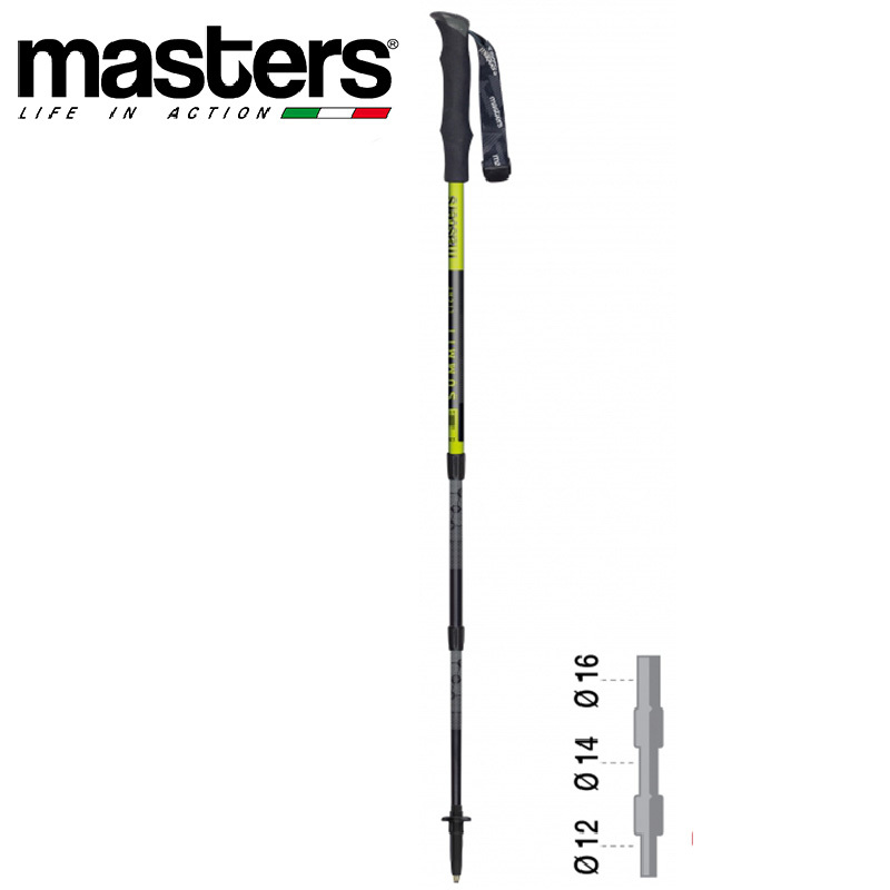 MASTERS  Summitlight SP 輕量登山杖 (黑) 三節/直握把/泡棉握把/鋁合金87MS0314