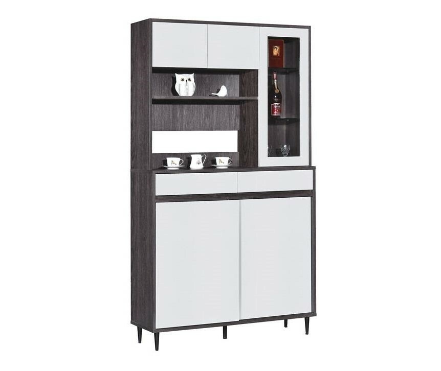 113系列 黑橡木配亮光灰色 47.3吋趟門高身廳櫃鞋櫃