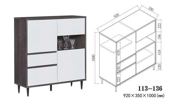 113系列 黑橡木配亮光灰色 36吋廳櫃