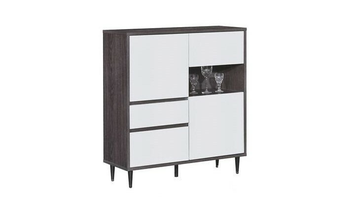 113系列 黑橡木配亮光灰色 36吋廳櫃