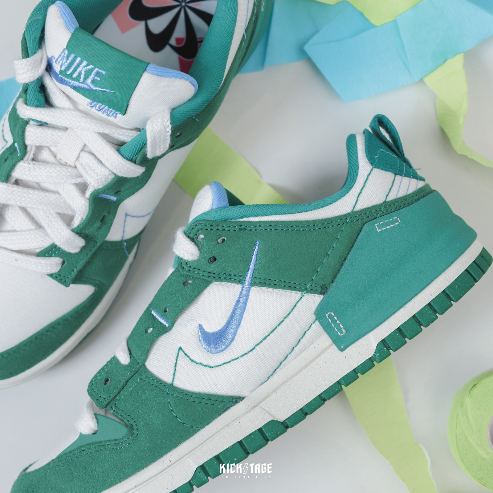 女鞋NIKE W DUNK LOW Disrupt 2 Malachite 白綠雙勾解構休閒鞋【DH