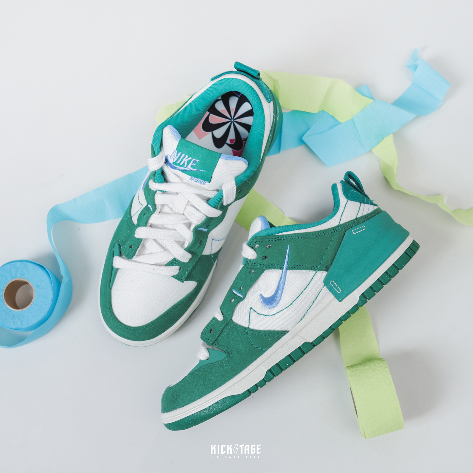 女鞋NIKE W DUNK LOW Disrupt 2 Malachite 白綠雙勾解構休閒鞋【DH