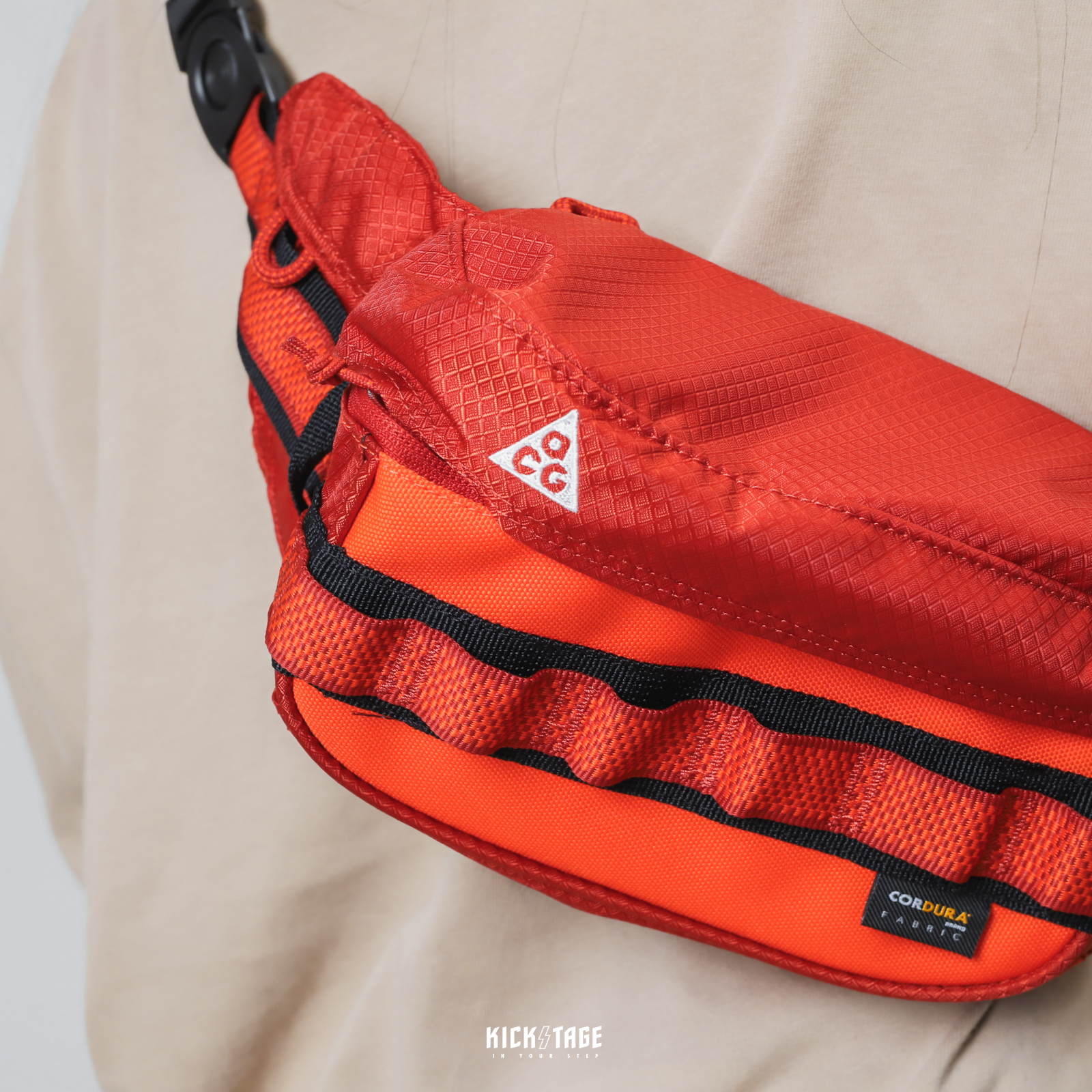 NIKE ACG KARST 橘紅色 刺繡 小LOGO CORDURA 抗撕裂 織帶 腰包【CK7511-671】