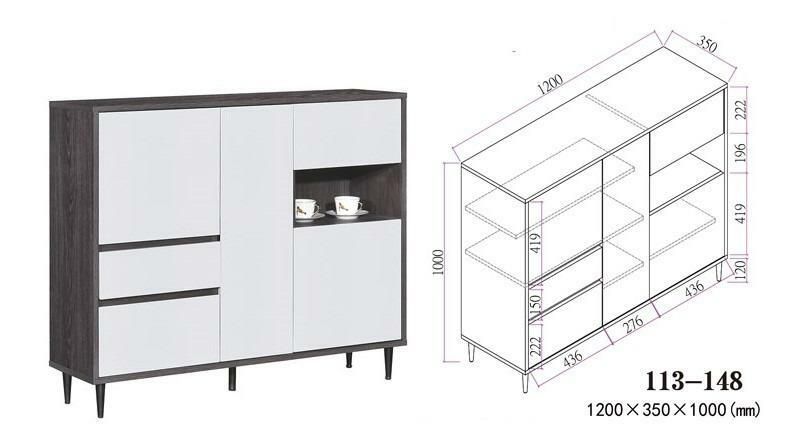 113系列 黑橡木配亮光灰色 47.3吋廳櫃