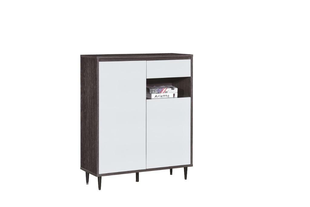 113系列 黑橡木配亮光灰色 雙門單櫃桶鞋櫃