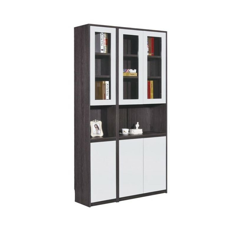 113系列 黑橡木配亮光灰色 39吋/44.5吋組合書櫃