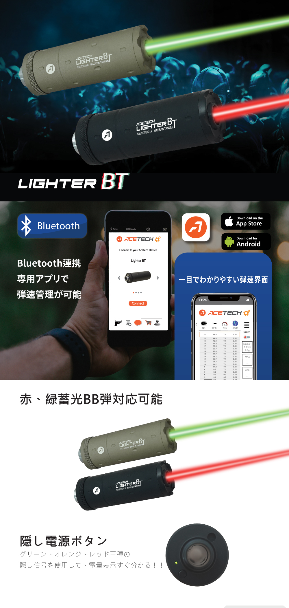 Acetech Lighter BT Tracer Unit | Bluetooth & Chrono