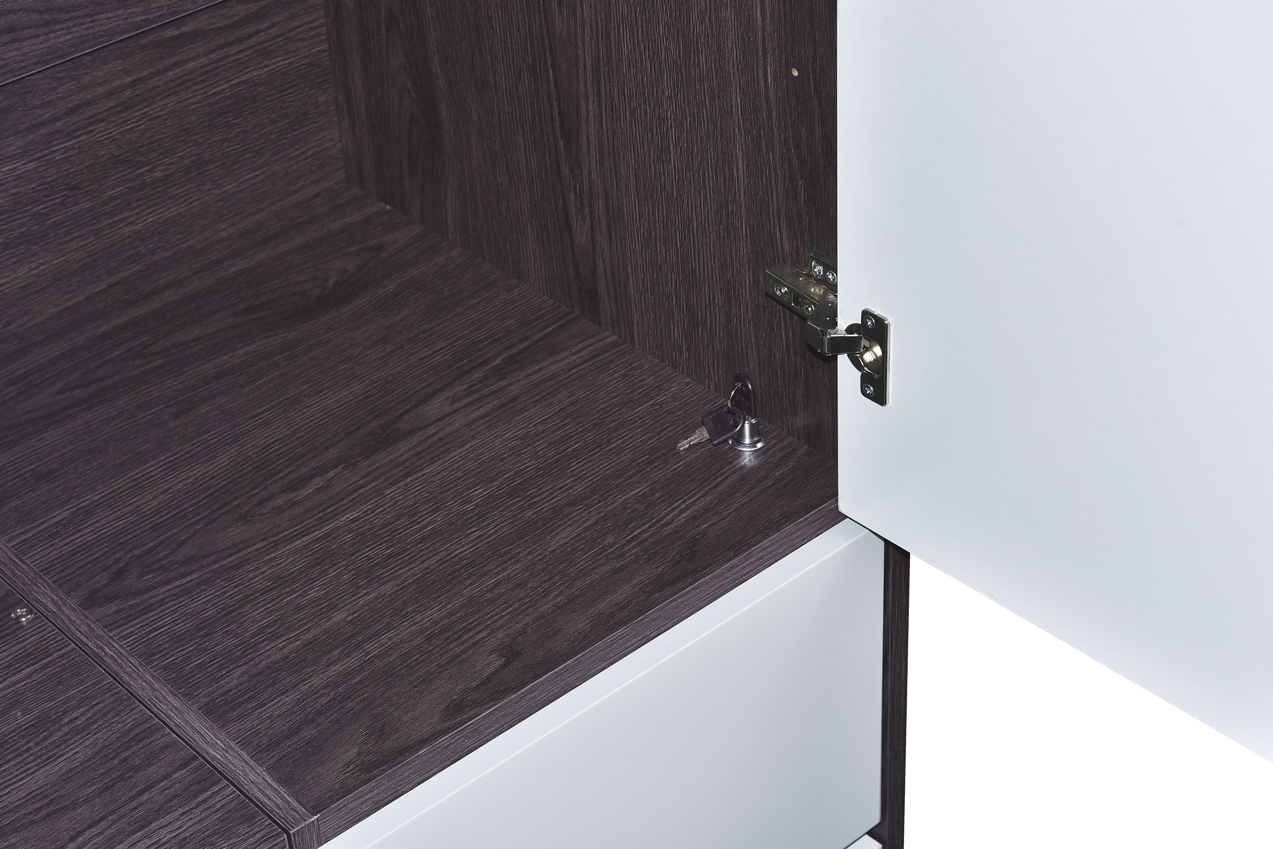 113系列 黑橡木配亮光灰色 36吋雙門三櫃桶衣櫃