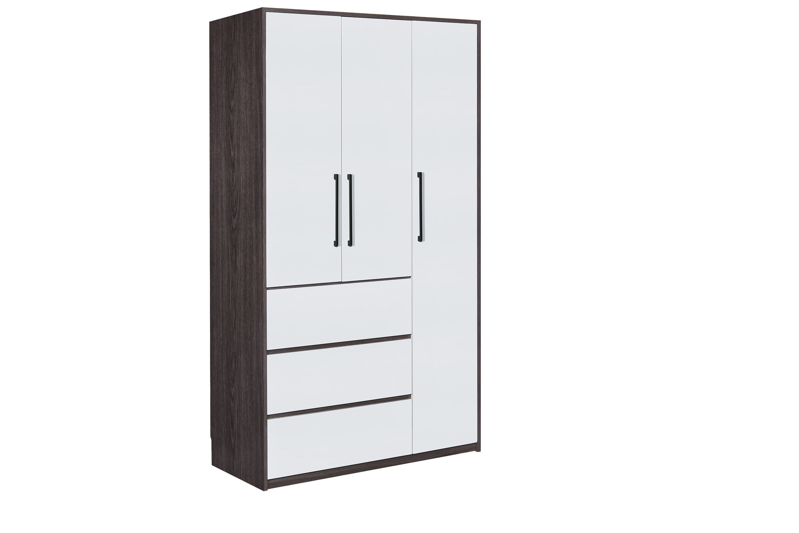 113系列 黑橡木配亮光灰色 48吋三門三櫃桶衣櫃