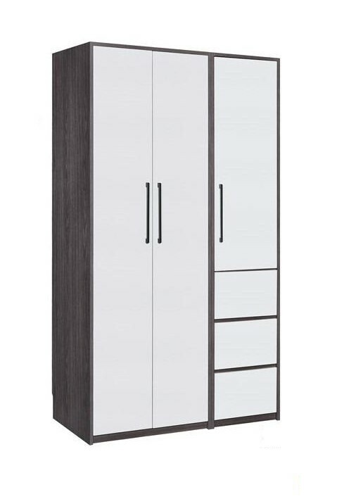 113系列 黑橡木配亮光灰色 48吋三門三櫃桶衣櫃