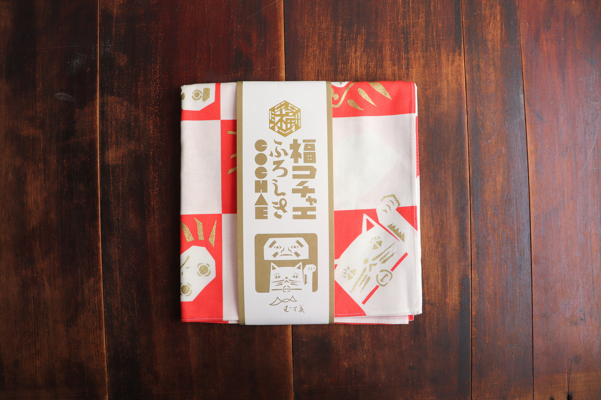 日本 福COCHAE 招財貓與達摩 風呂敷