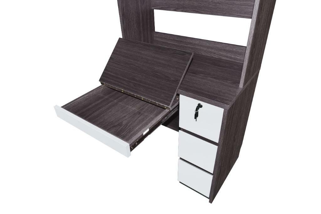 113系列 黑橡木配亮光灰色 39吋半高身電腦枱