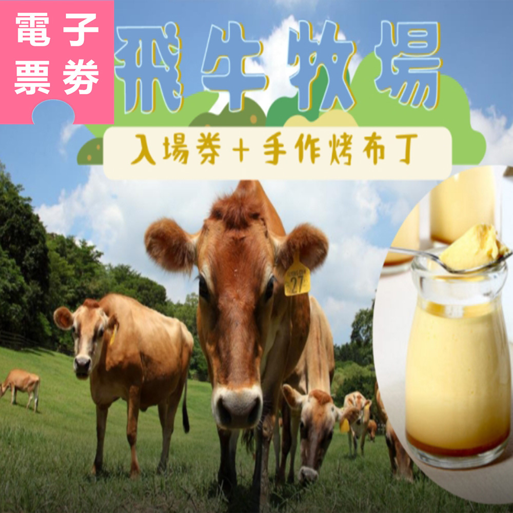 【電子票劵】苗栗｜飛牛牧場 門票+手作烤布丁3入 Ⓕ