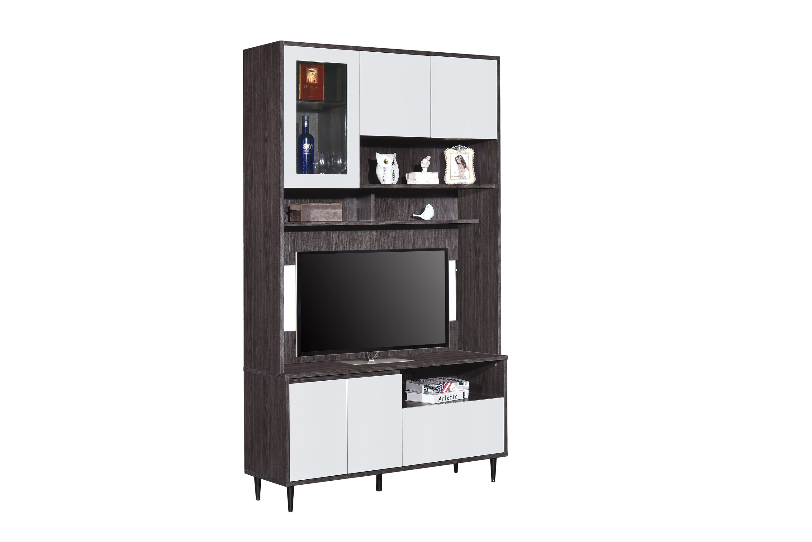 113系列 黑橡木配亮光灰色 48吋雙門單櫃桶地櫃(可配上座)