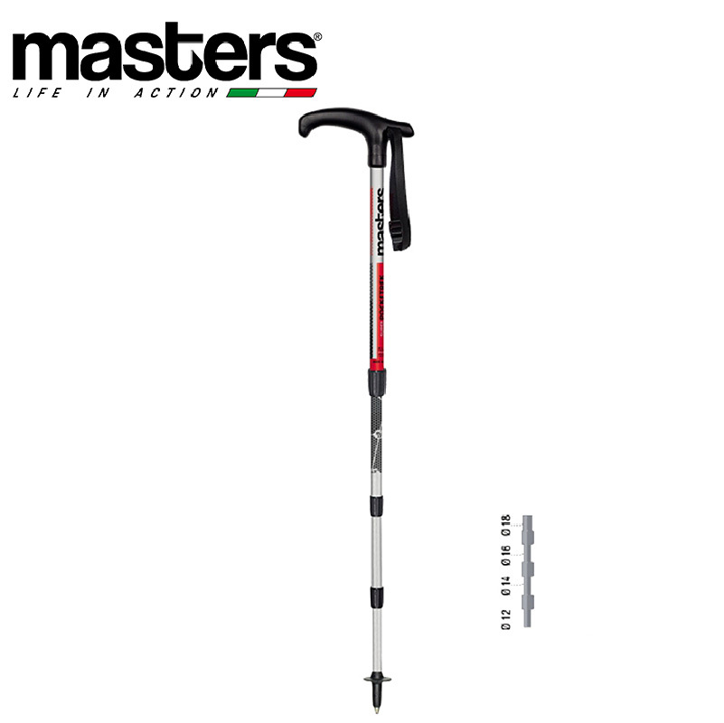 MASTERS Super Pocketrek超短寶特(四節) (銀/紅) 四節/拐杖握把/鋁合金/BS自鎖系統87MS6319
