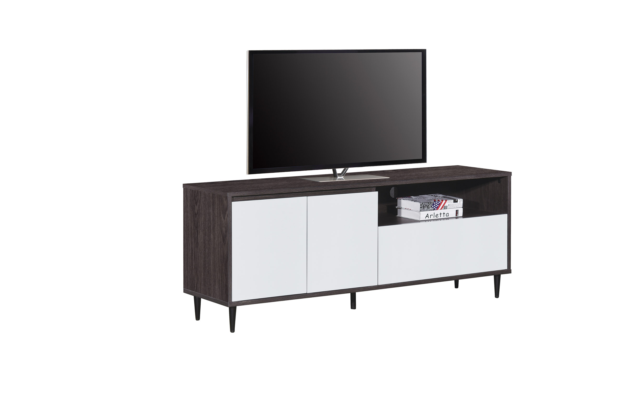 113系列 黑橡木配亮光灰色 60吋雙門單櫃桶地櫃