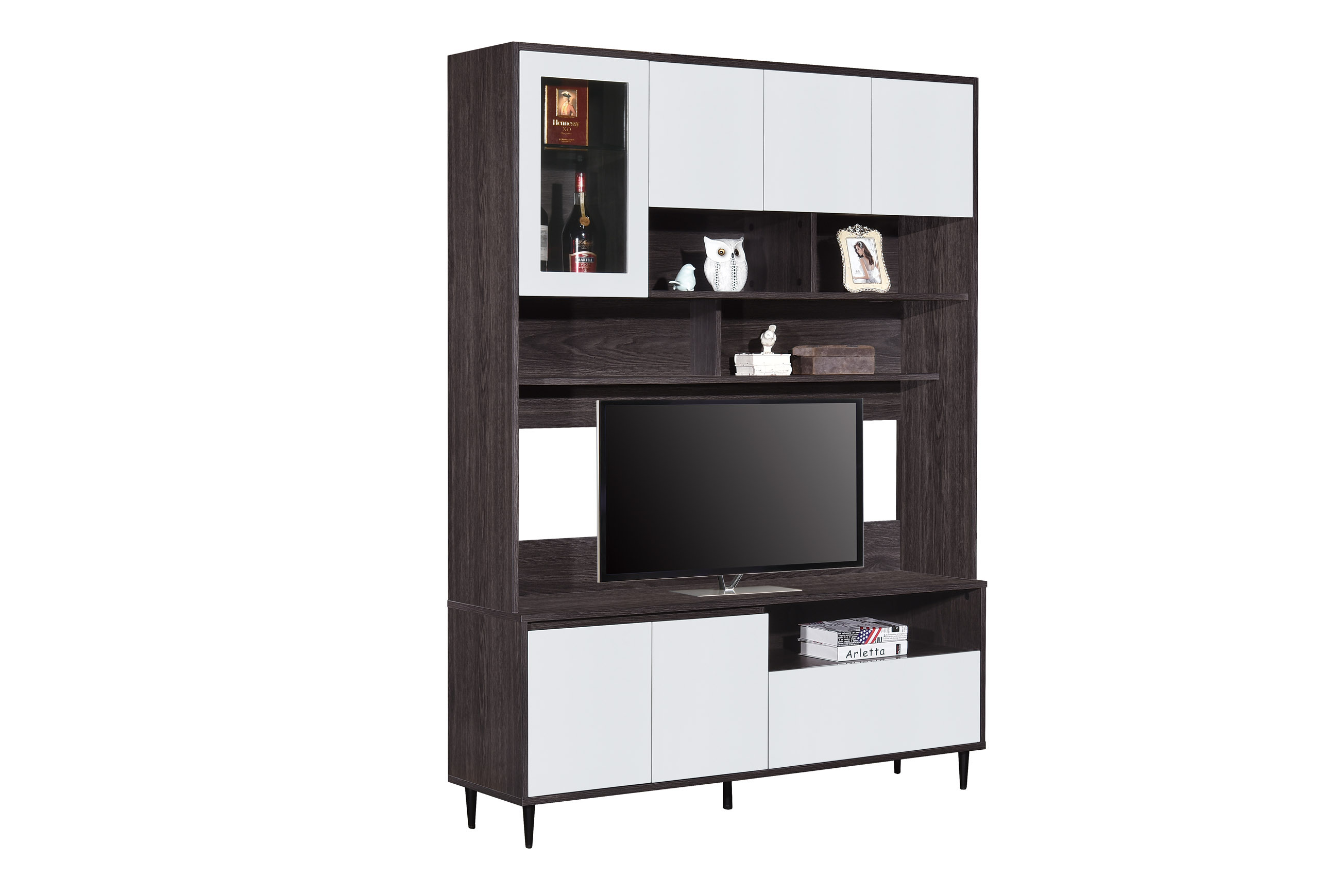 113系列 黑橡木配亮光灰色 60吋雙門單櫃桶地櫃