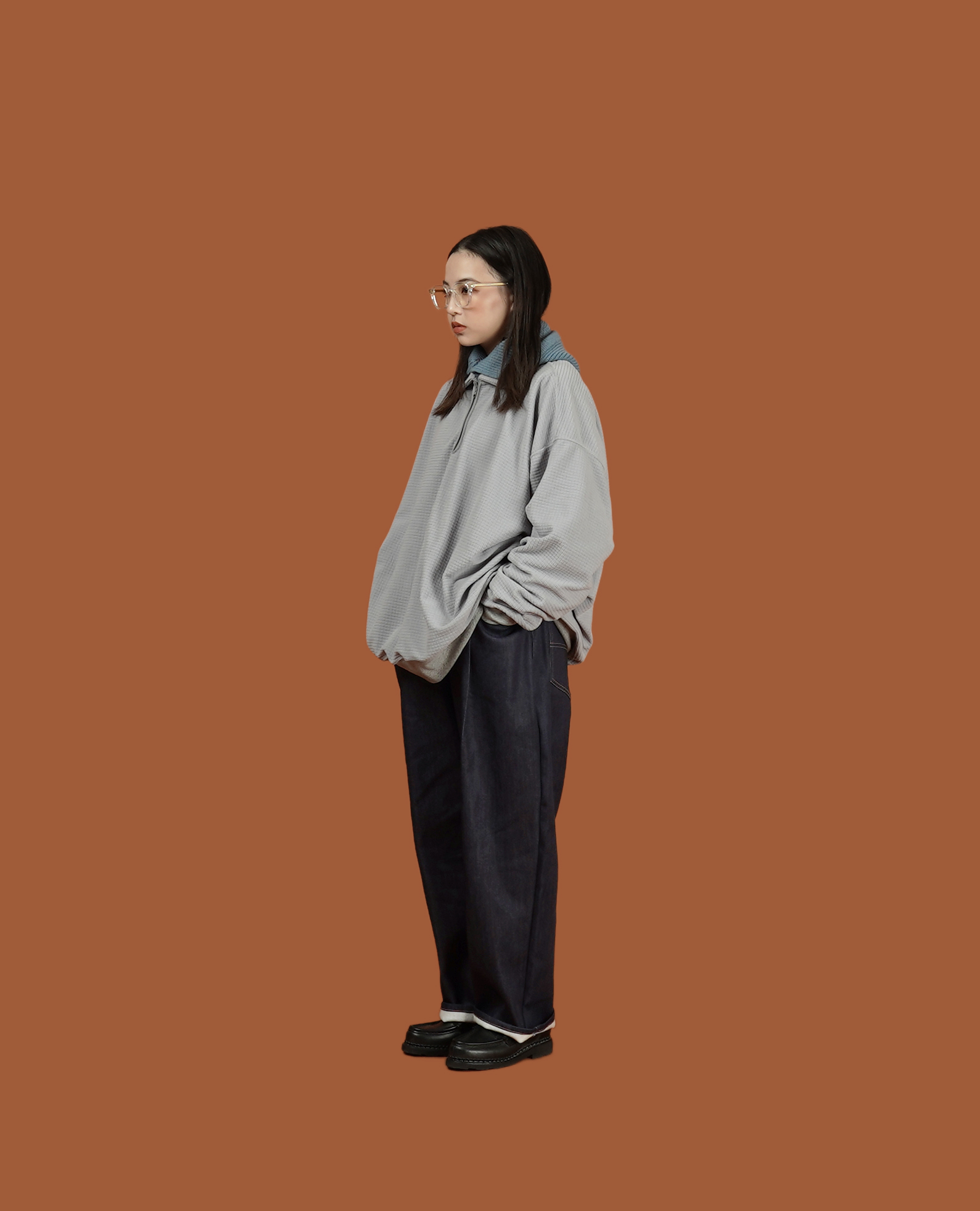 O.POism  歐波医生日本製抽繩前打摺寬錐丹寧褲