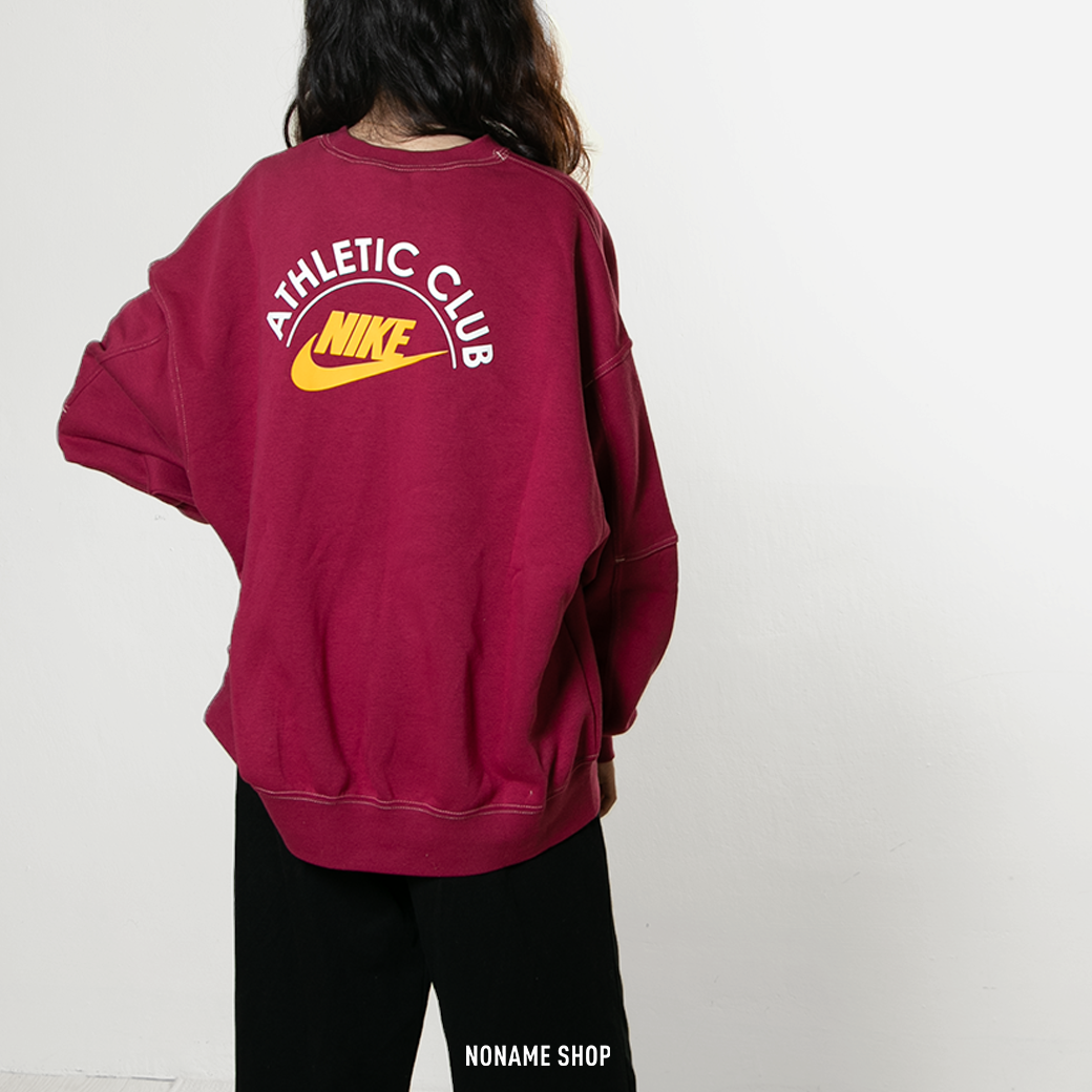 NIKE Athletic Club 車縫線 寬鬆 休閒 大學T 棗紅