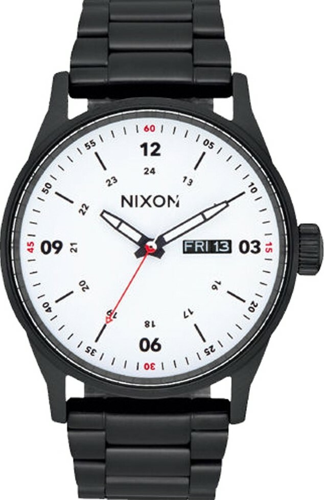 萬年鐘錶 - NIXON 尼克森  SENTRY SS  全黑白面不鏽鋼衝浪錶  A356-005  錶徑42MM