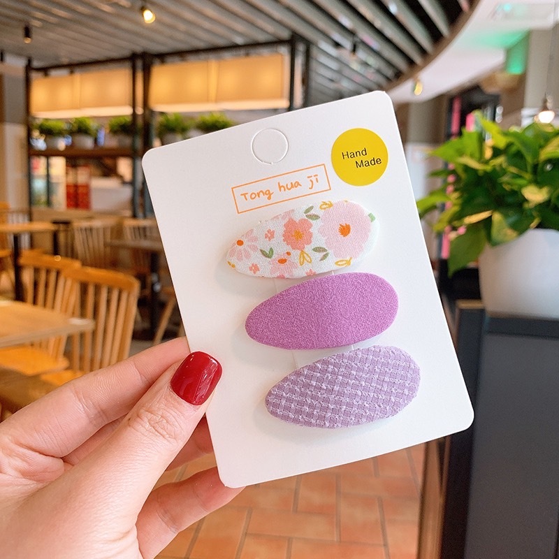 碎花素色格子髮夾