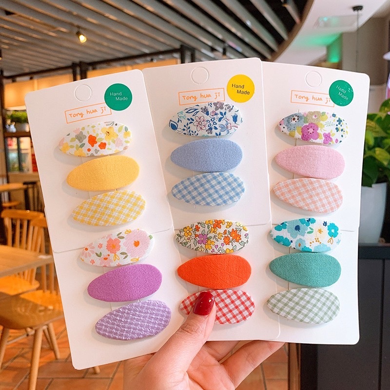 碎花素色格子髮夾