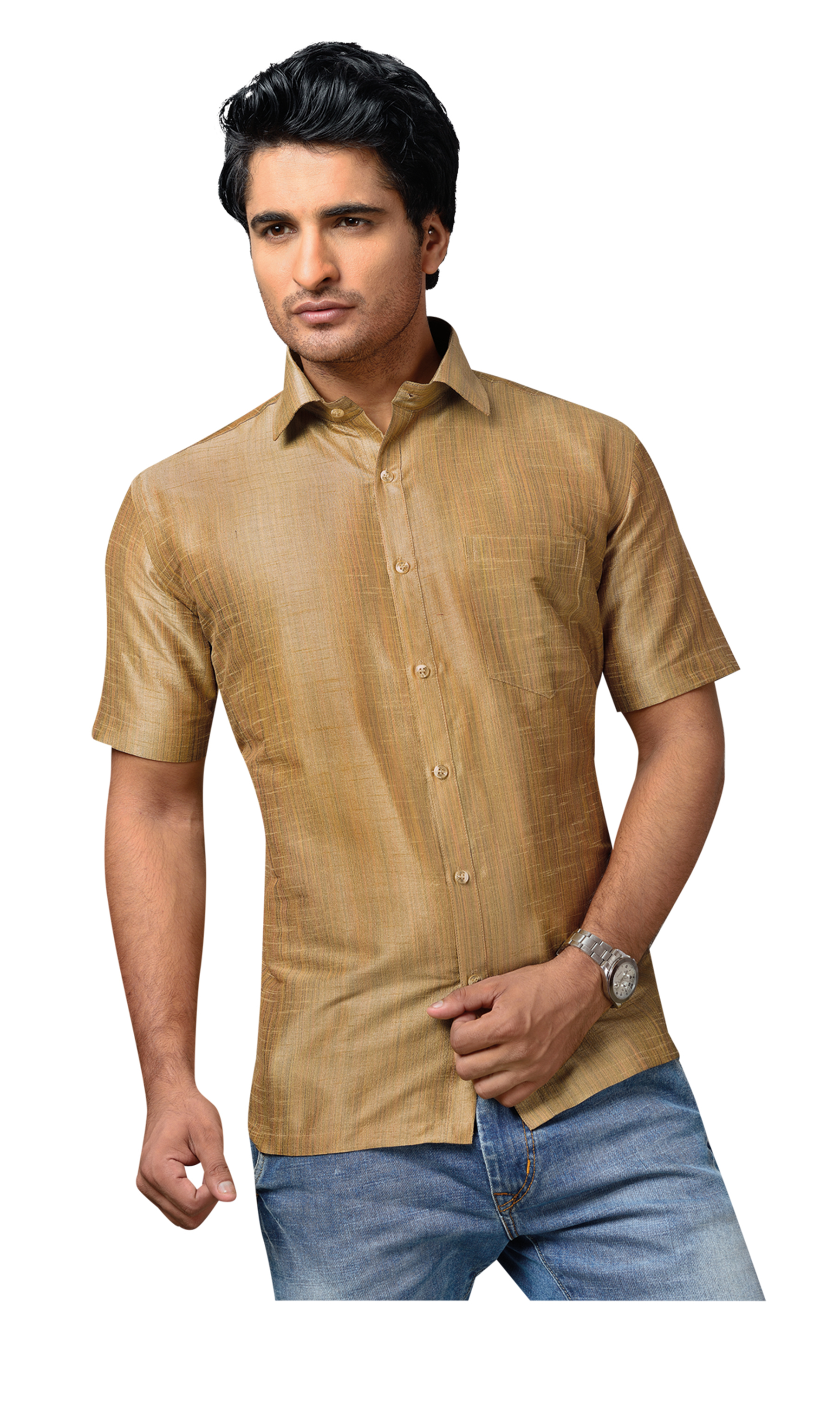 Men Shirt Front Button Half Sleeve New Arrival Q0377