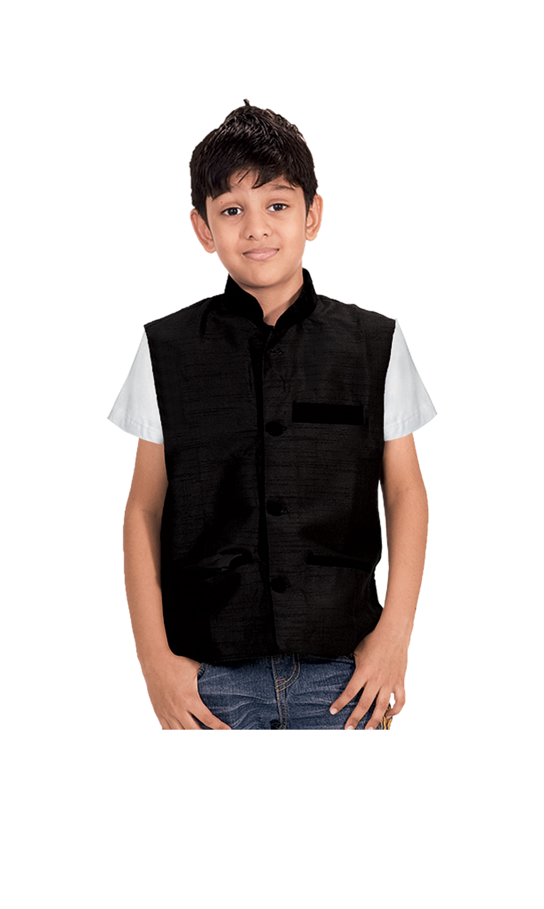 Boys Vest Only New Arrival Pattern Front 3 Pocket Black Q0104