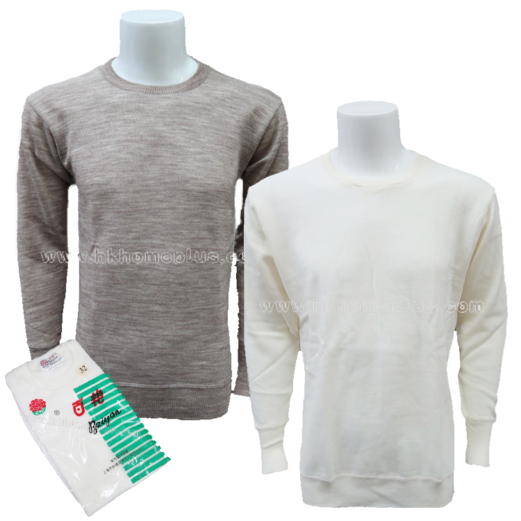 百艷牌: 男裝混毛圓領長袖衫 (32-42碼)