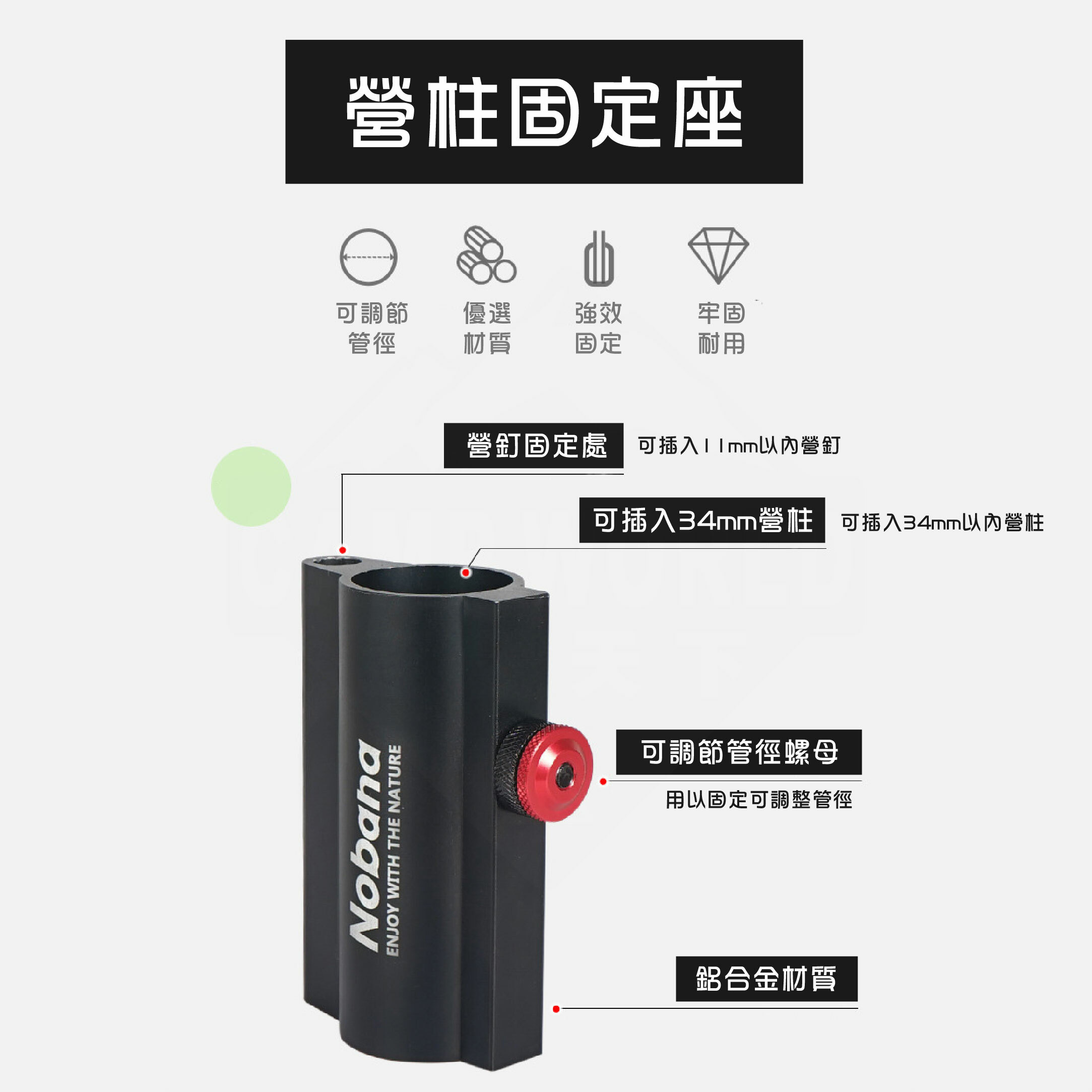 【韓國CLS】不鏽鋼營柱固定座 34mm內可用