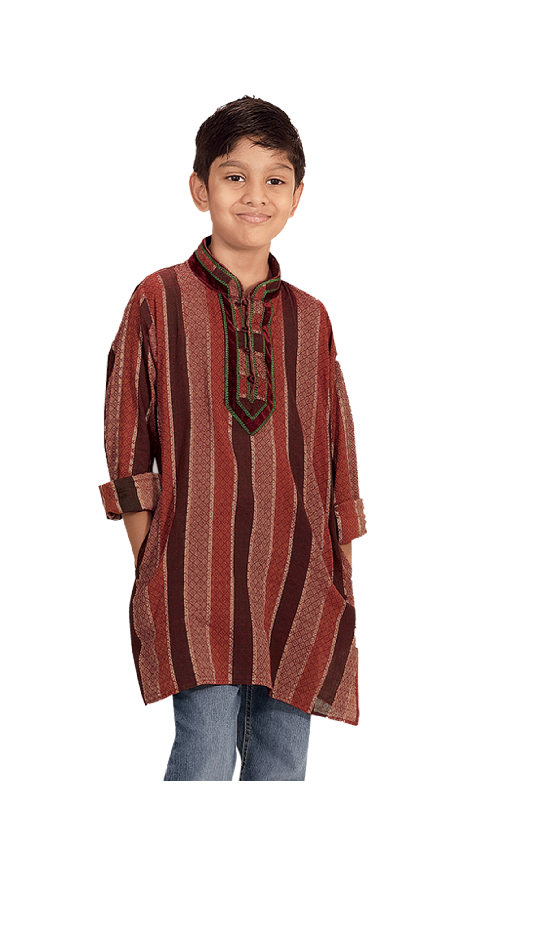 Boys Long Kurta Style Kurta Shirt Only New Design With Lines D9924