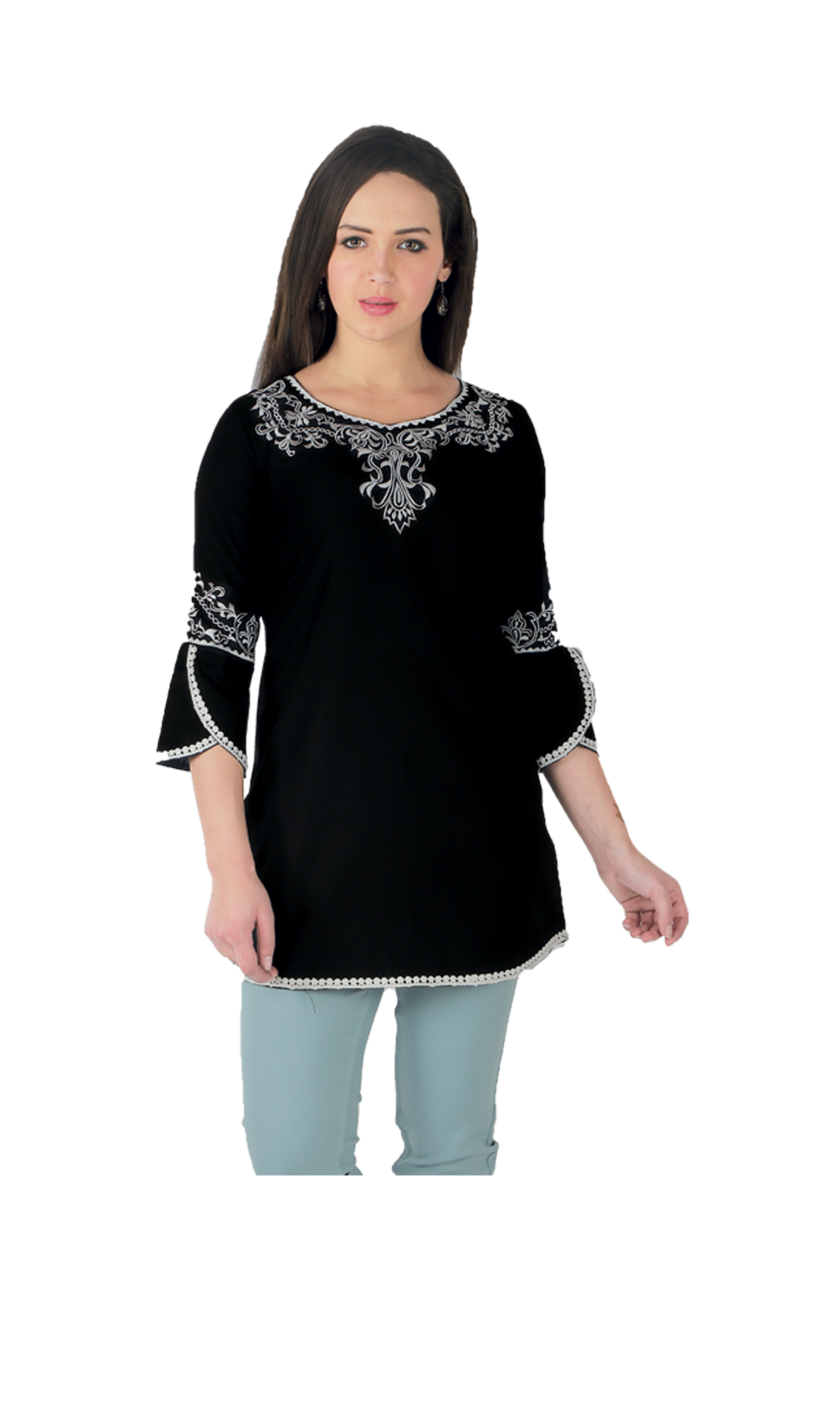 Women Black Long Top Half Sleeve Comfy Koshibo Ironless  New Design Q0904