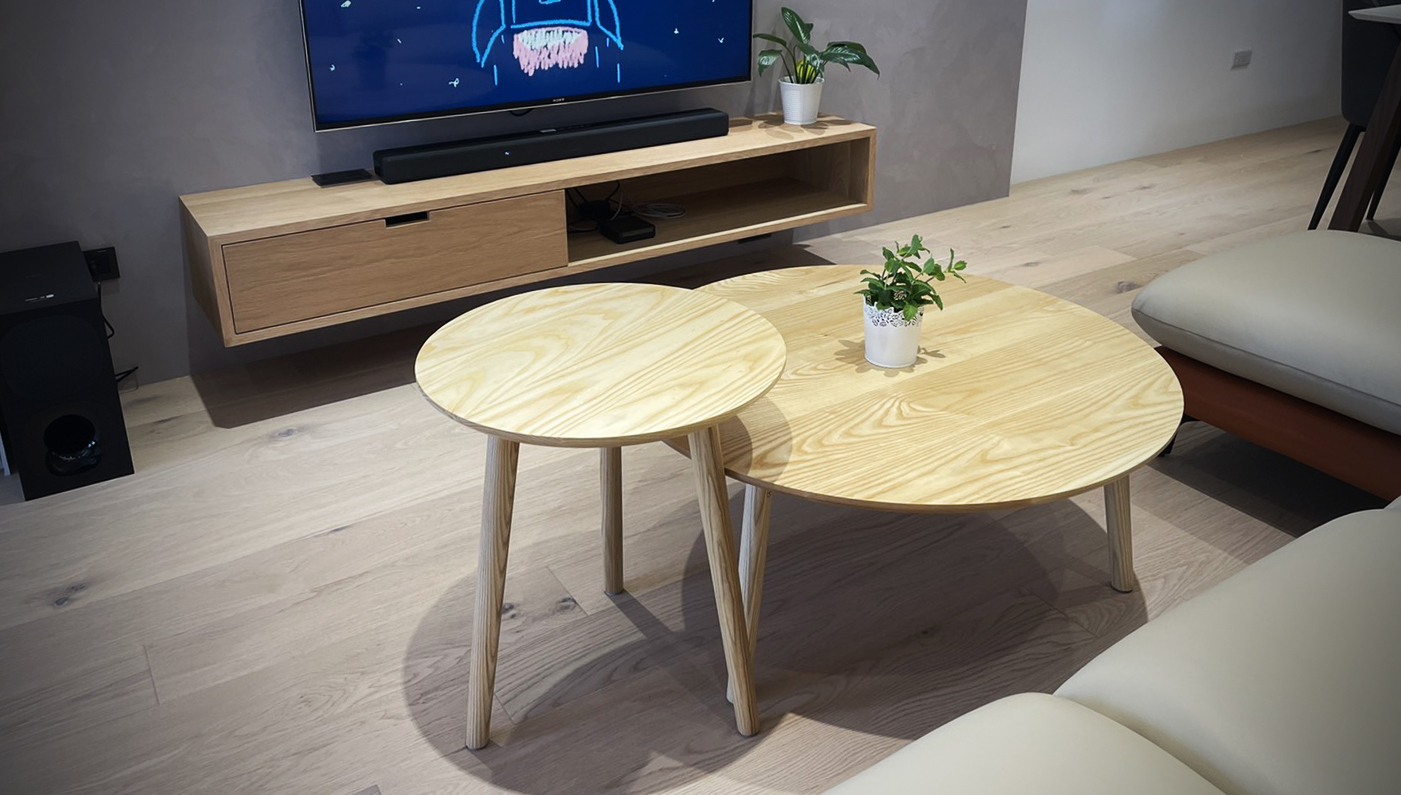 梣木全實木三腳圓几組|可訂製