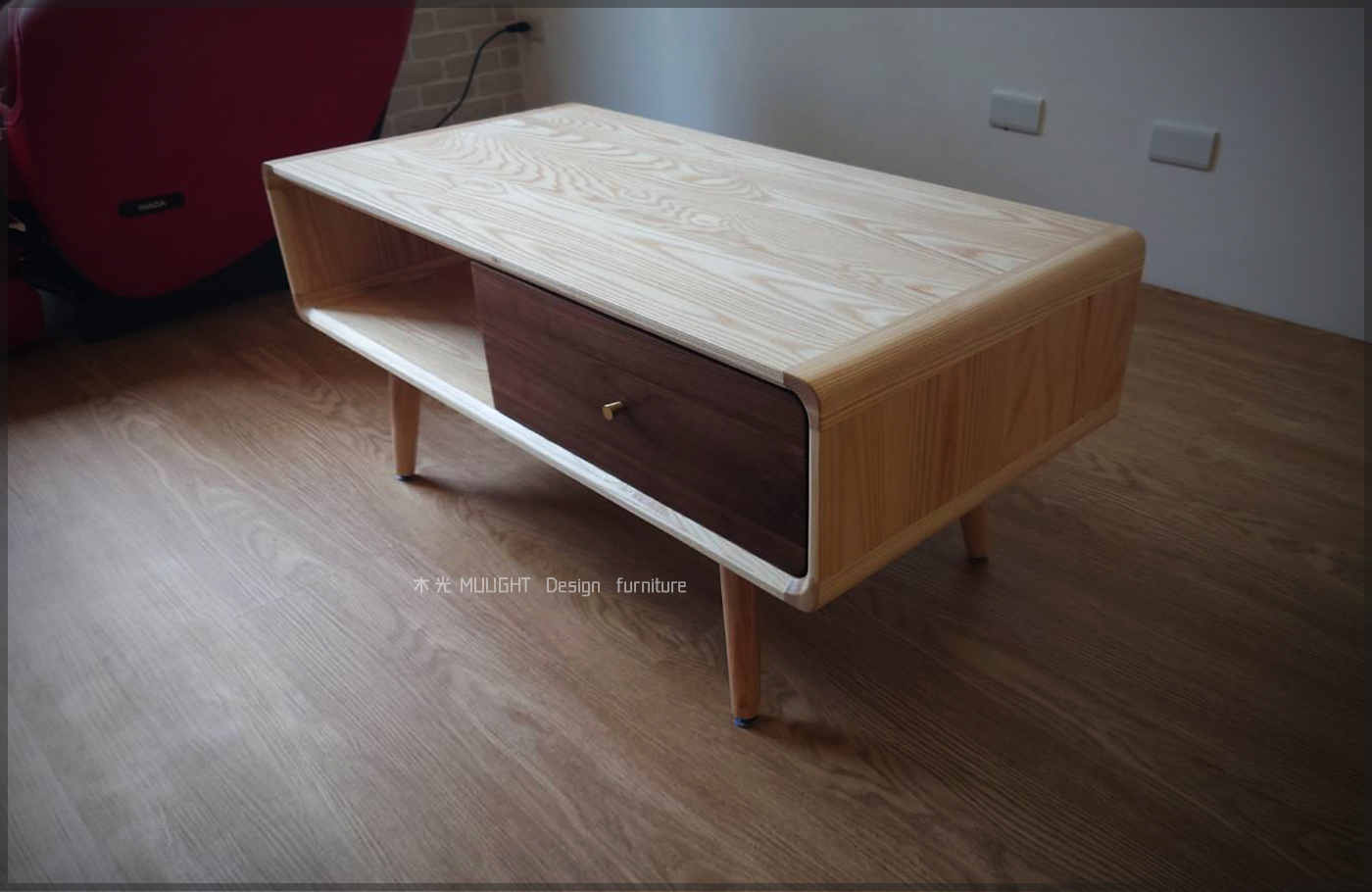 明日雙色全實木半開放茶几(可訂製)