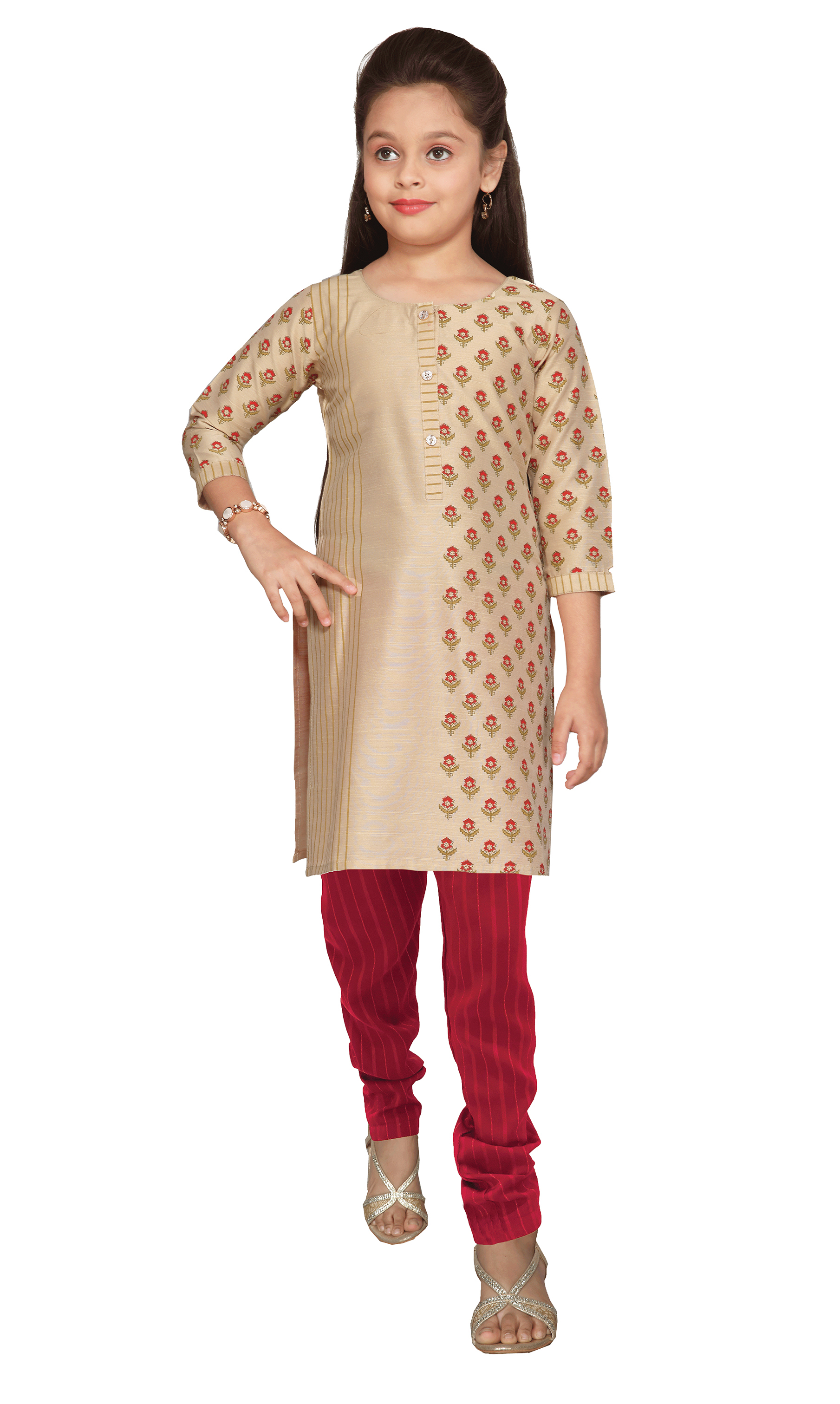 Girls Jippa Full Dress Embroidered Kurti Top Set With Pant  Q1111