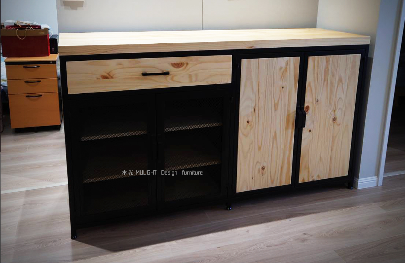 LOFT實木鐵框抽屜多功能收納櫃