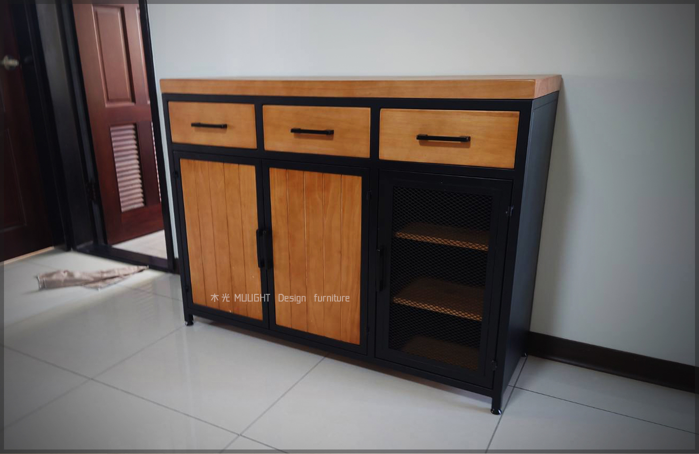 LOFT實木鐵框抽屜多功能收納櫃