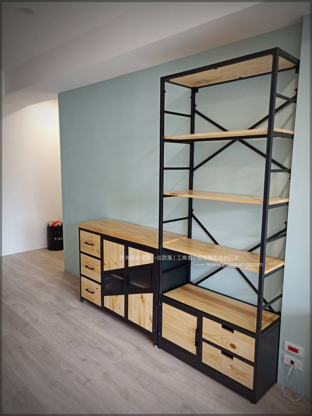 LOFT實木鐵框抽屜多功能收納櫃