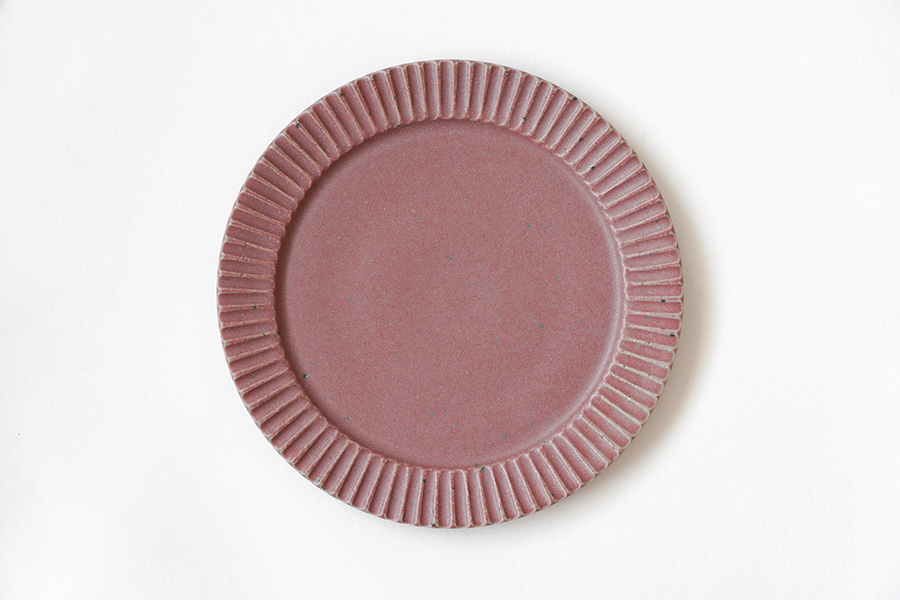 宋艸窯- 鎬平皿(中) 霧紅