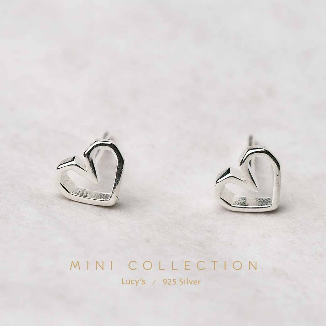 925純銀〔輕銀系列〕 折角愛心 耳環 (94118)