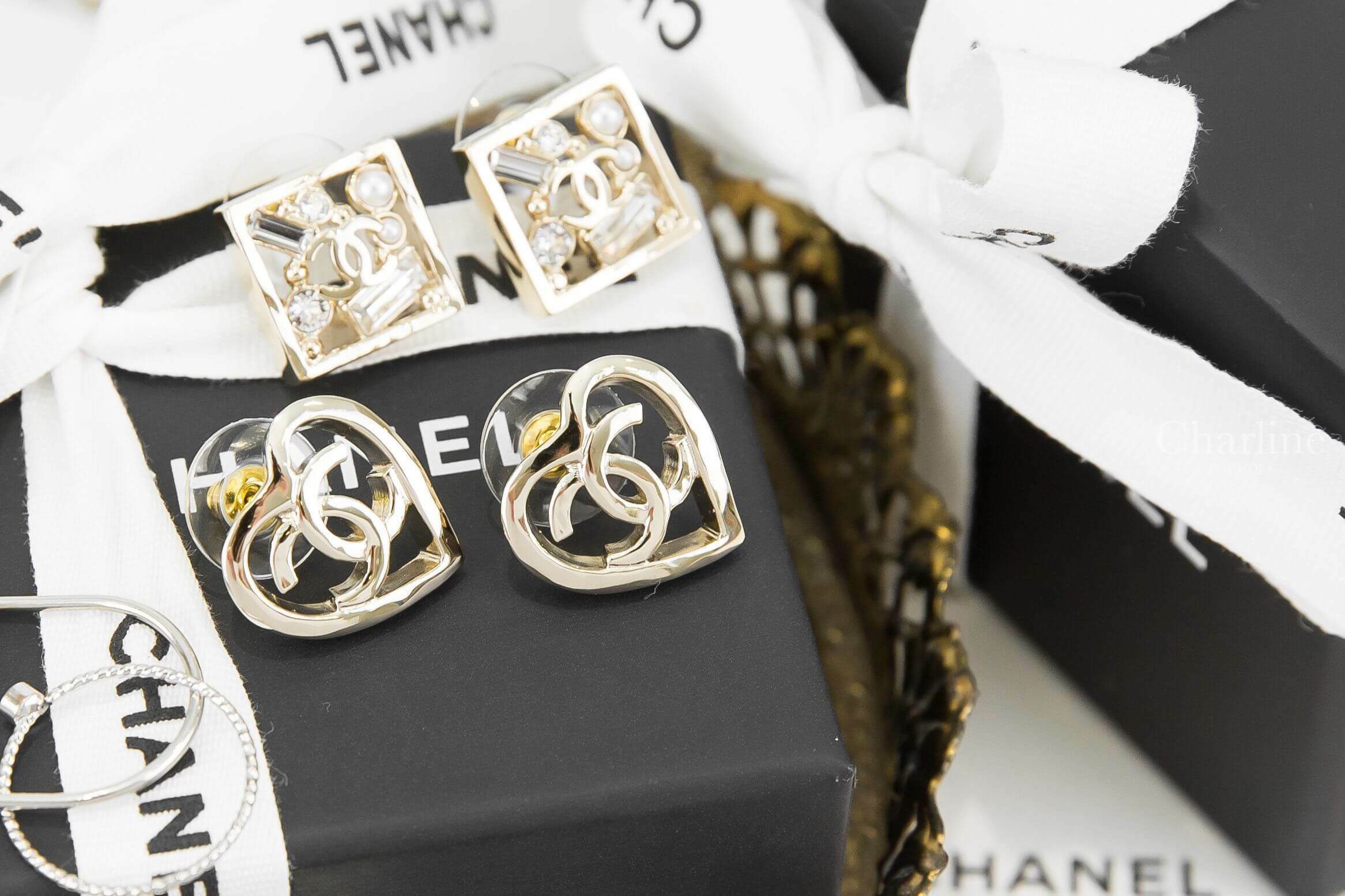 Chanel Earrings 金色簍空CC愛心耳環-Charline Boutique 精品代購