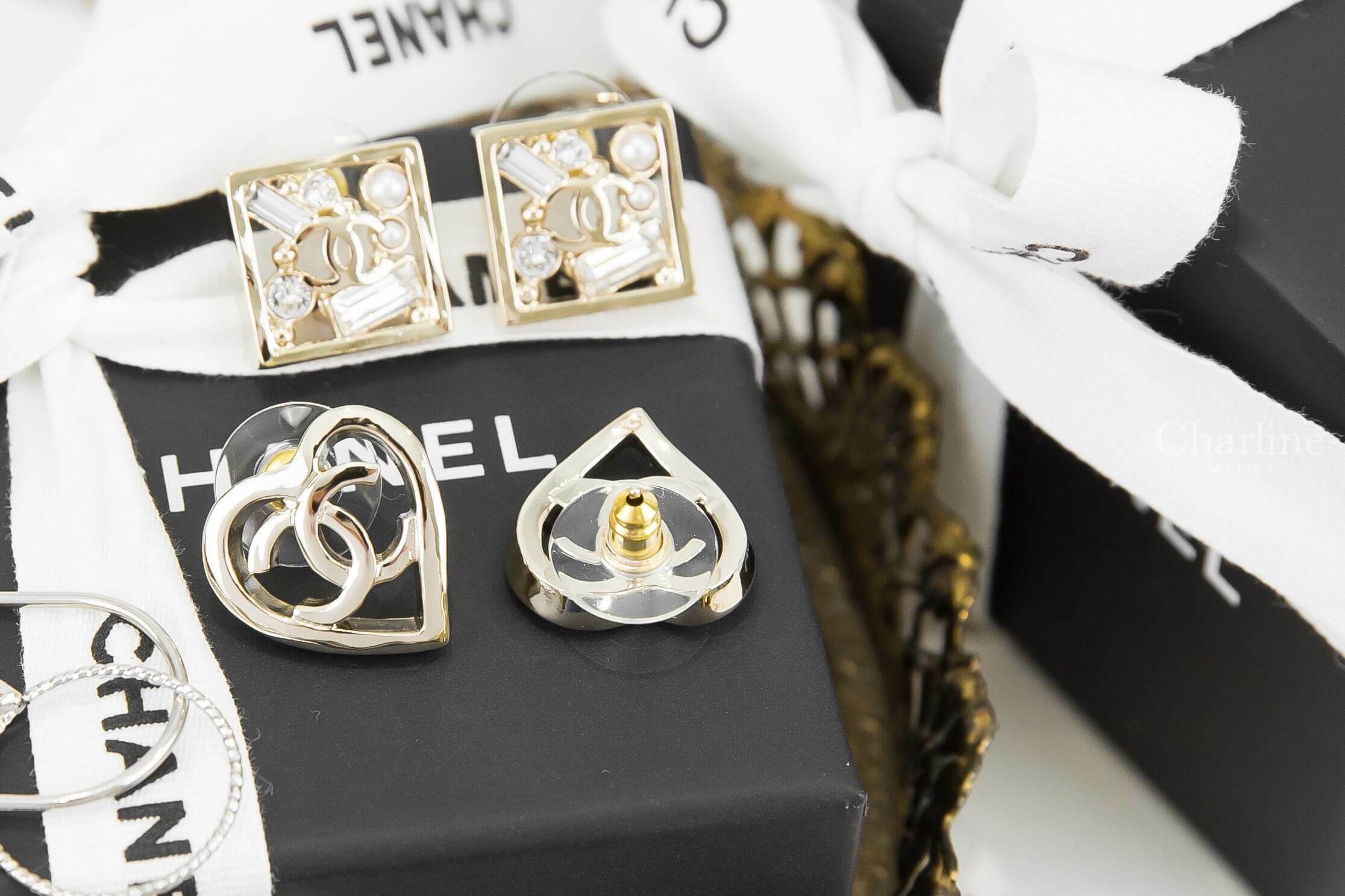 Chanel Earrings 金色簍空CC愛心耳環-Charline Boutique 精品代購