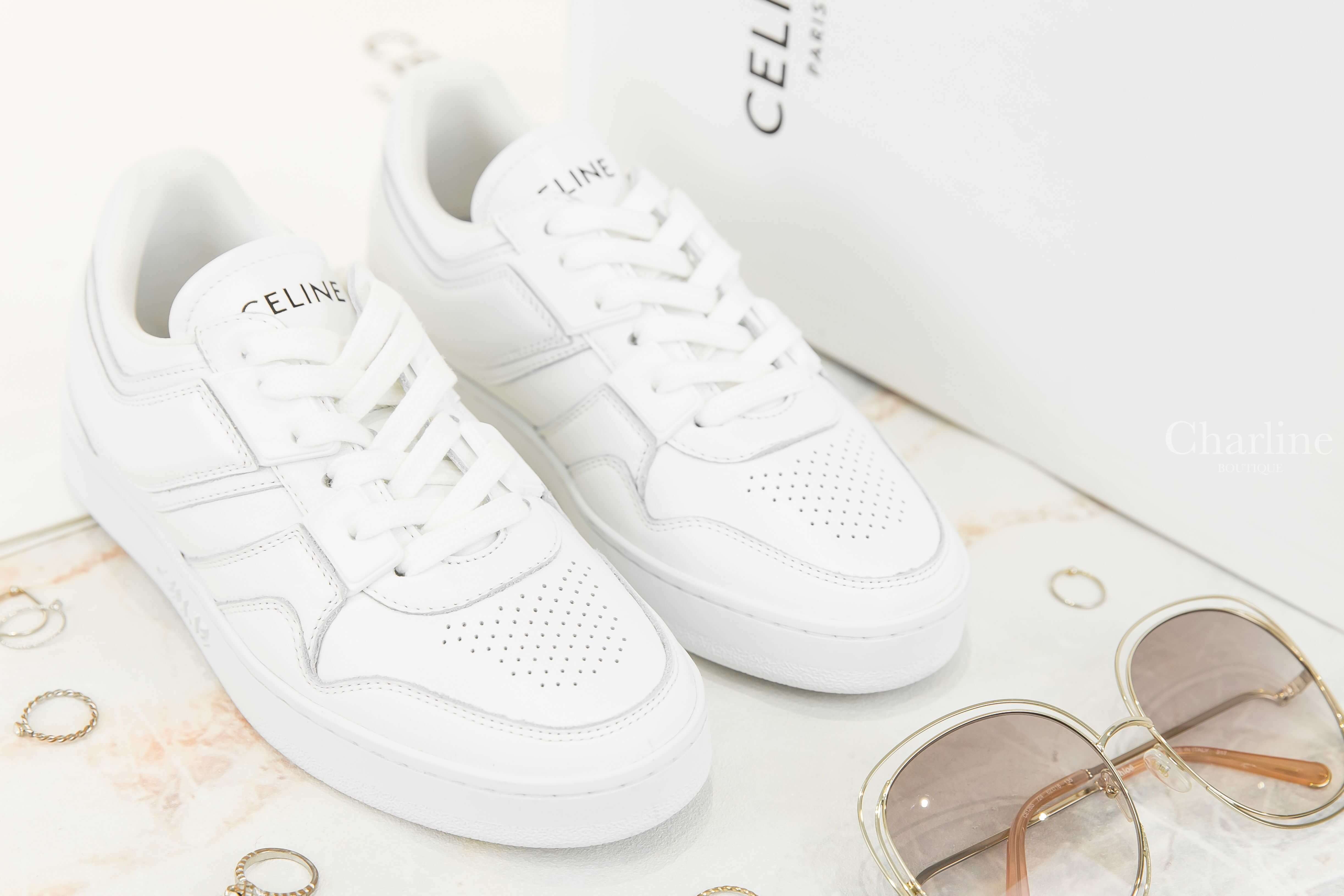 Celine Celine Trainer Low Lace-up Sneaker In Calfskin 光學白黑字小牛皮低筒運動鞋-Charline Boutique 精品代購