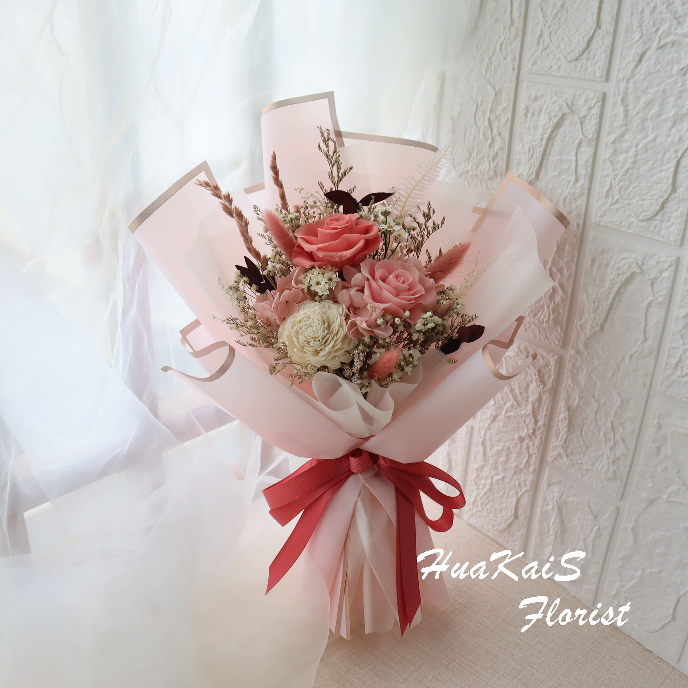 永生花束-草莓牛奶|告白花束|情人節花束|母親節花束|永生花|儀式感