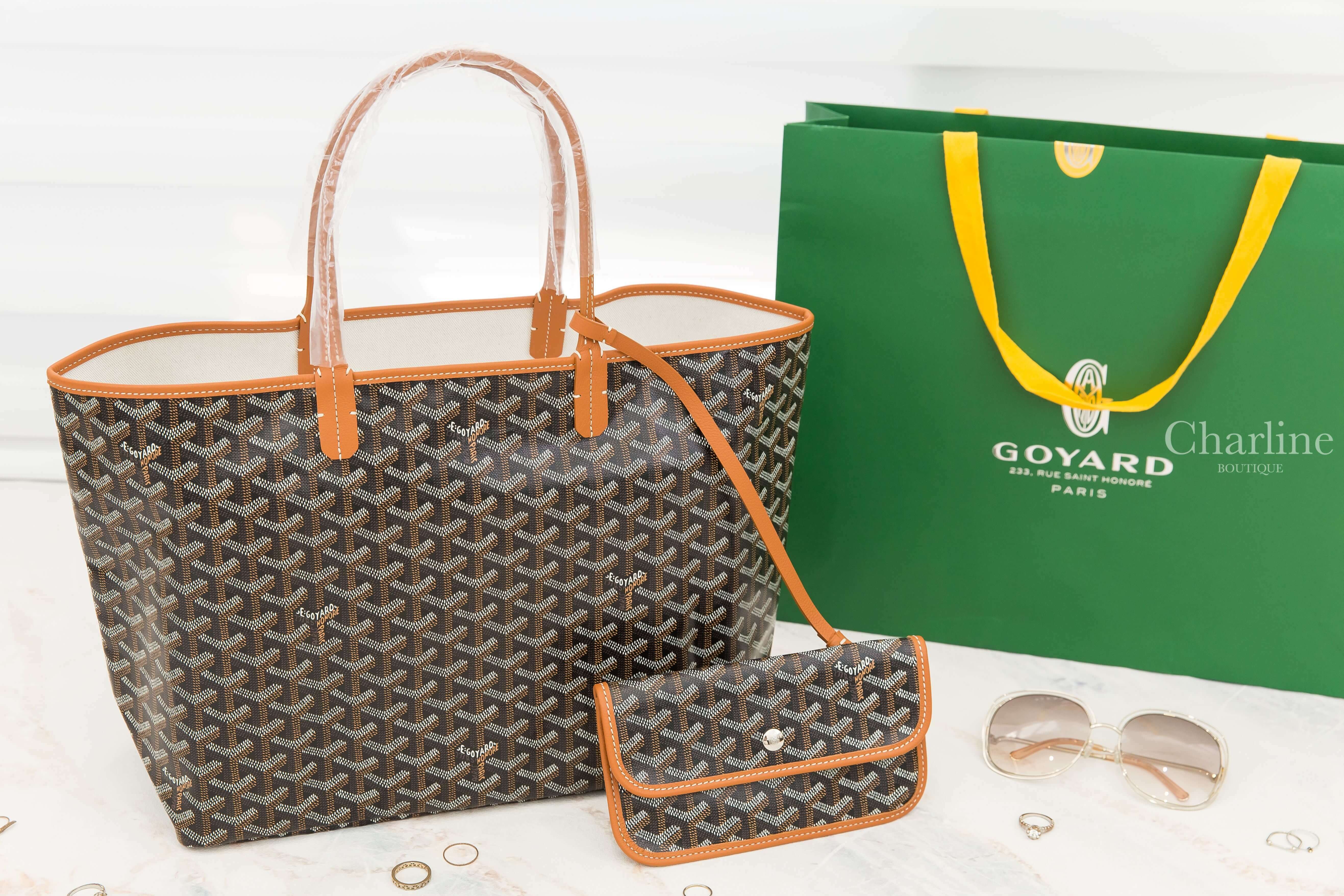 Goyard Sac Saint Louis PM Tote Bag 黑色拼咖啡色滾邊提把小型無拉鍊托特包-Charline Boutique 精品代購