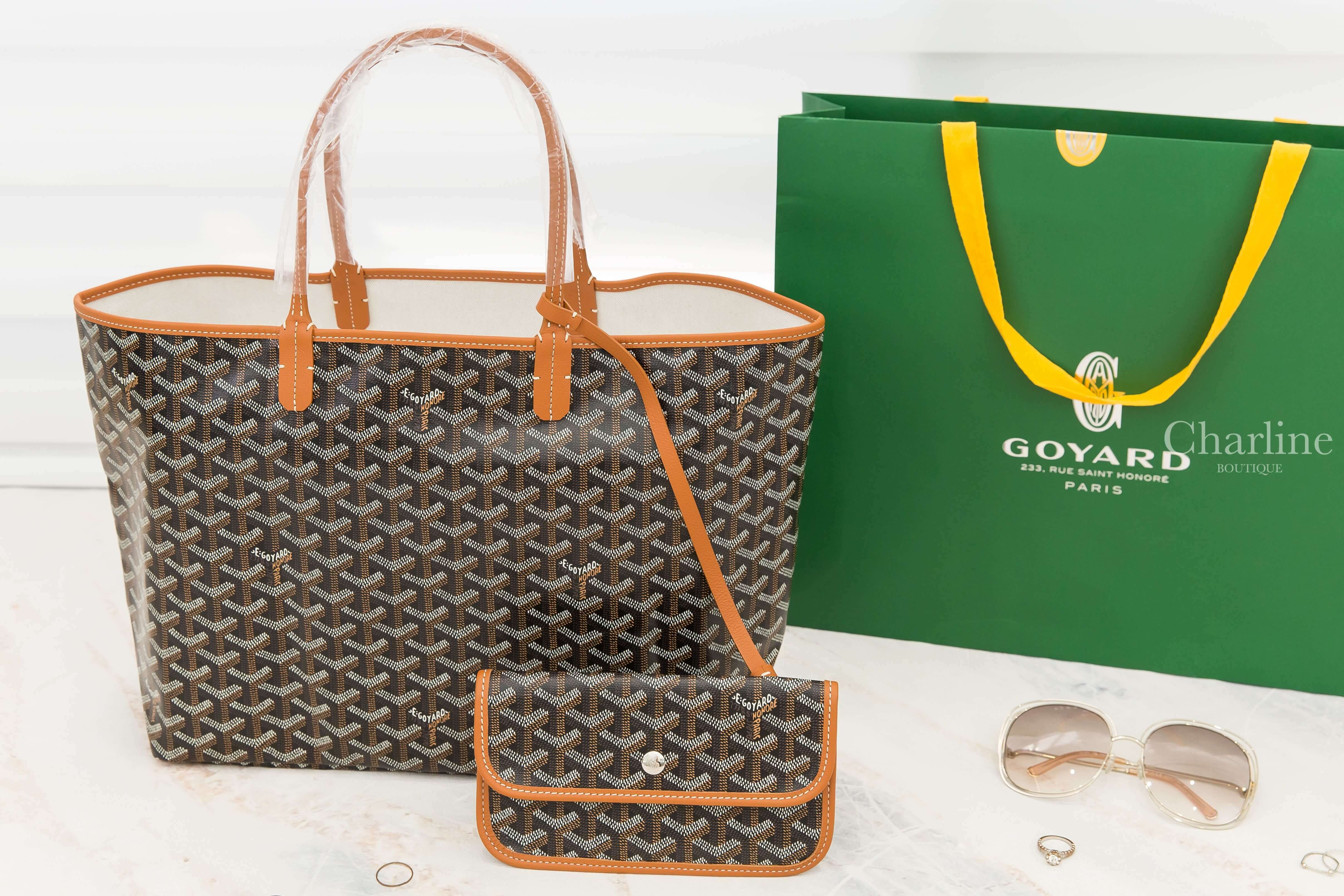 Goyard Sac Saint Louis PM Tote Bag 黑色拼咖啡色滾邊提把小型無拉鍊托特包-Charline Boutique 精品代購