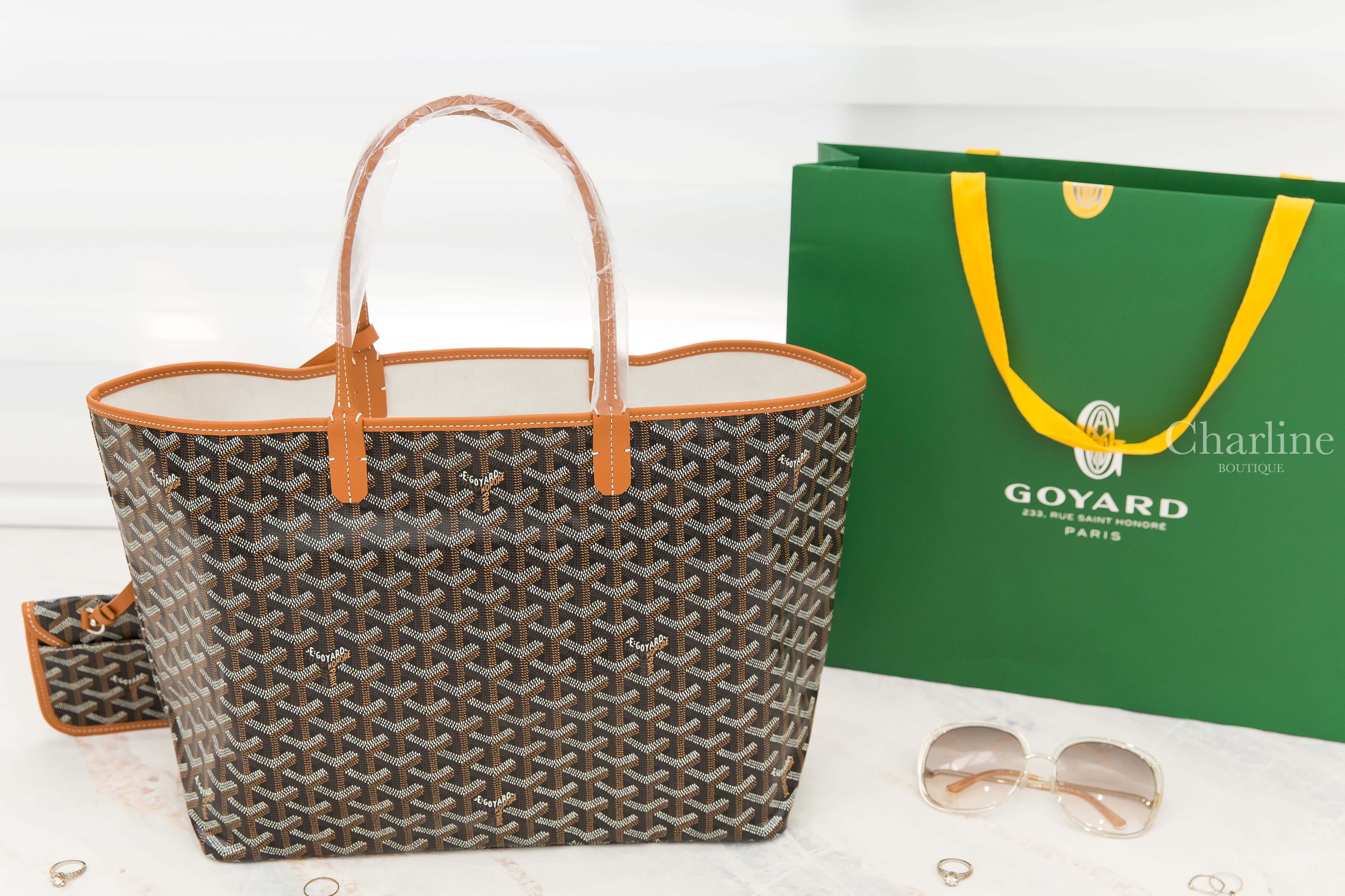 Goyard Sac Saint Louis PM Tote Bag 黑色拼咖啡色滾邊提把小型無拉鍊托特包-Charline Boutique 精品代購