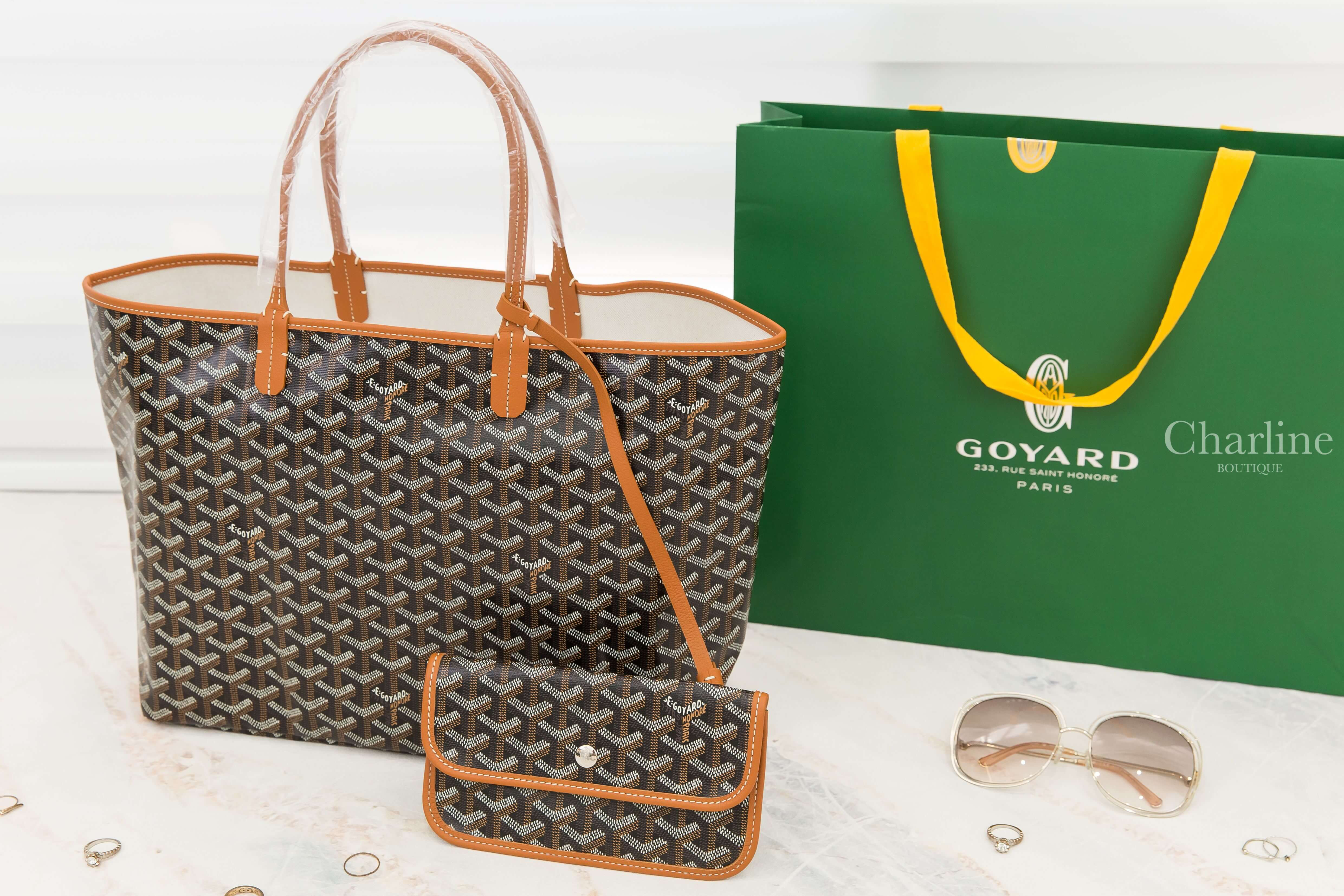 Goyard Sac Saint Louis PM Tote Bag 黑色拼咖啡色滾邊提把小型無拉鍊托特包-Charline Boutique 精品代購