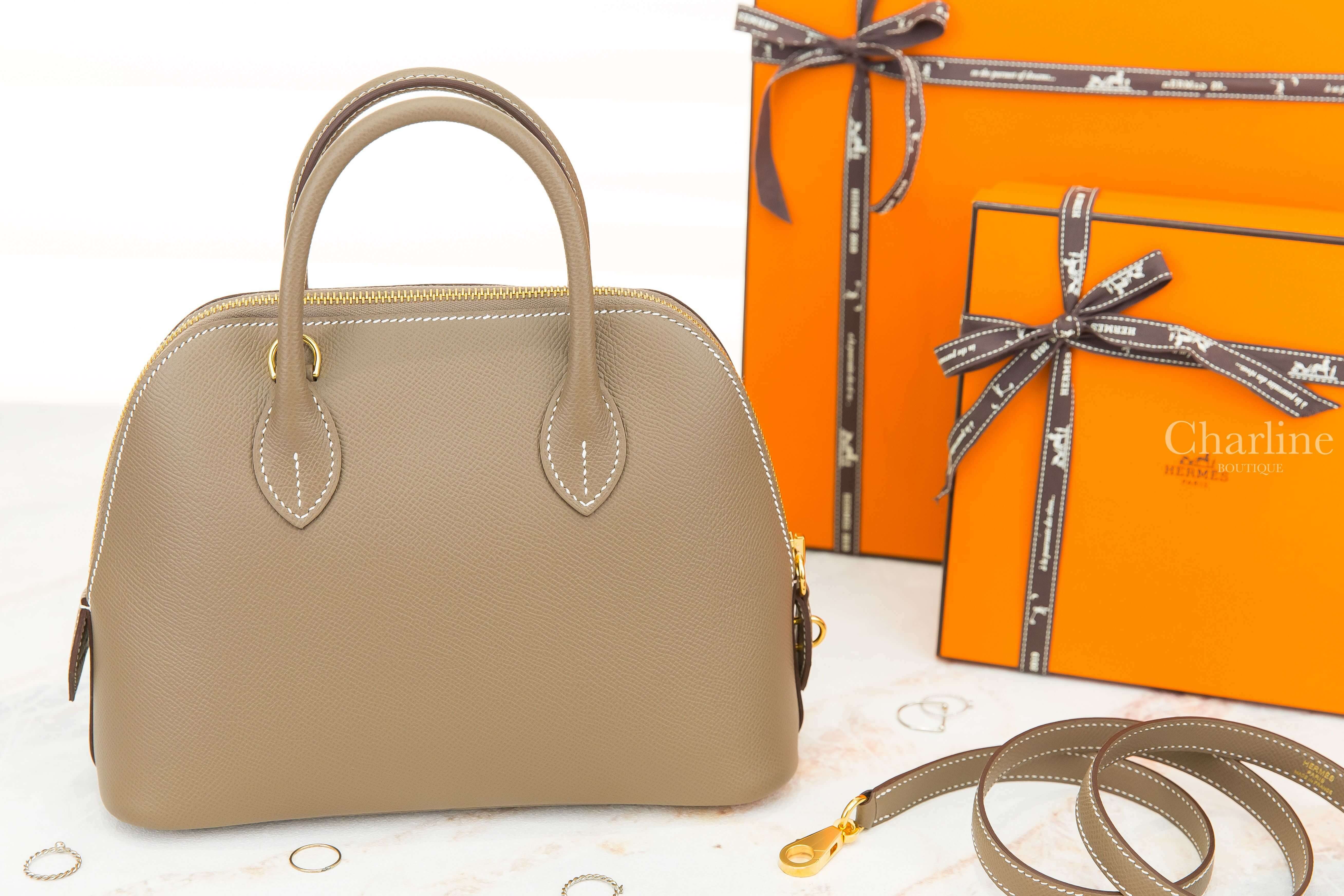 Hermès Bolide 1923 25cm 18 Etoupe Veau Epsom Z刻大象灰金釦手提肩背包-Charline Boutique 精品代購