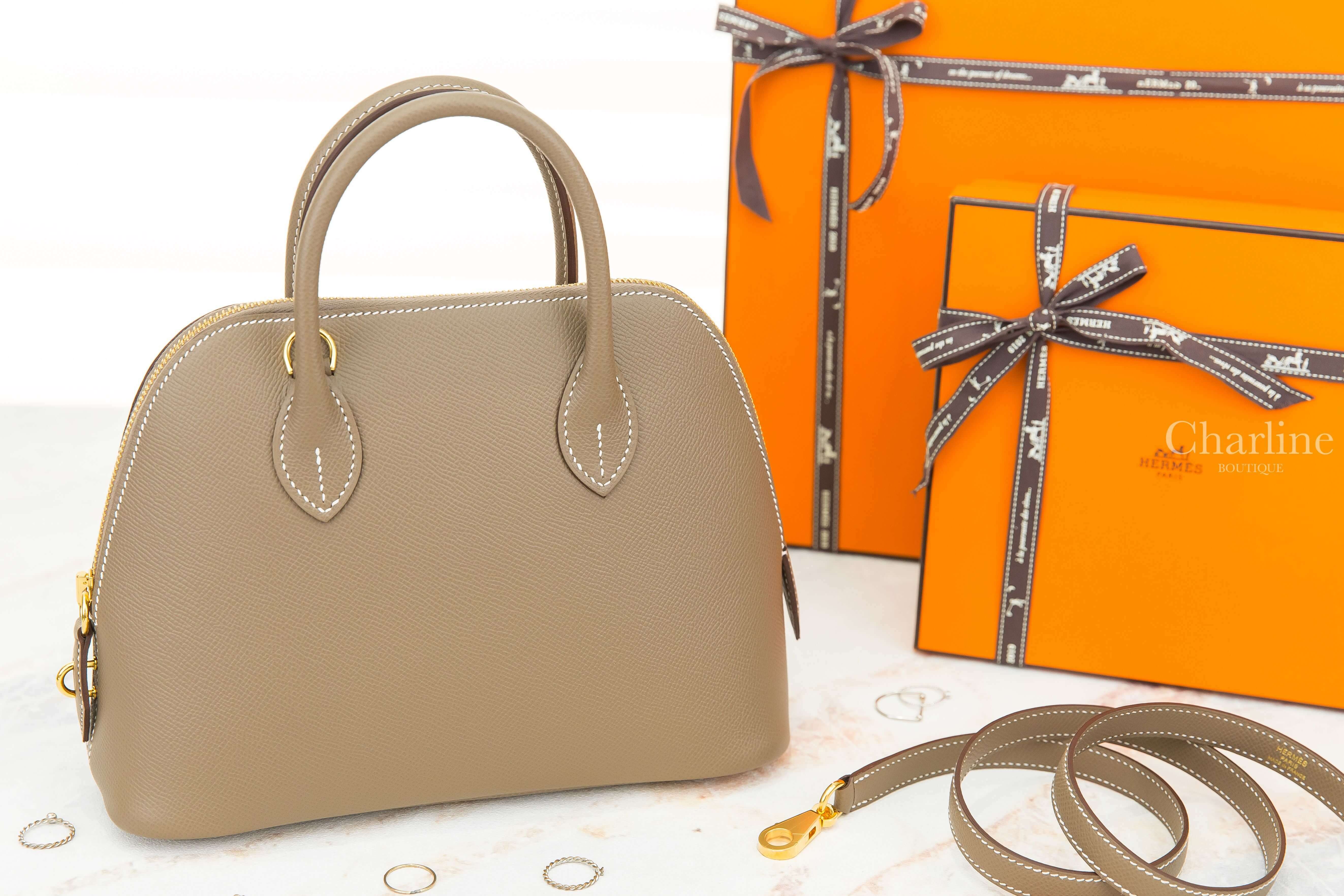Hermès Bolide 1923 25cm 18 Etoupe Veau Epsom Z刻大象灰金釦手提肩背包-Charline Boutique 精品代購